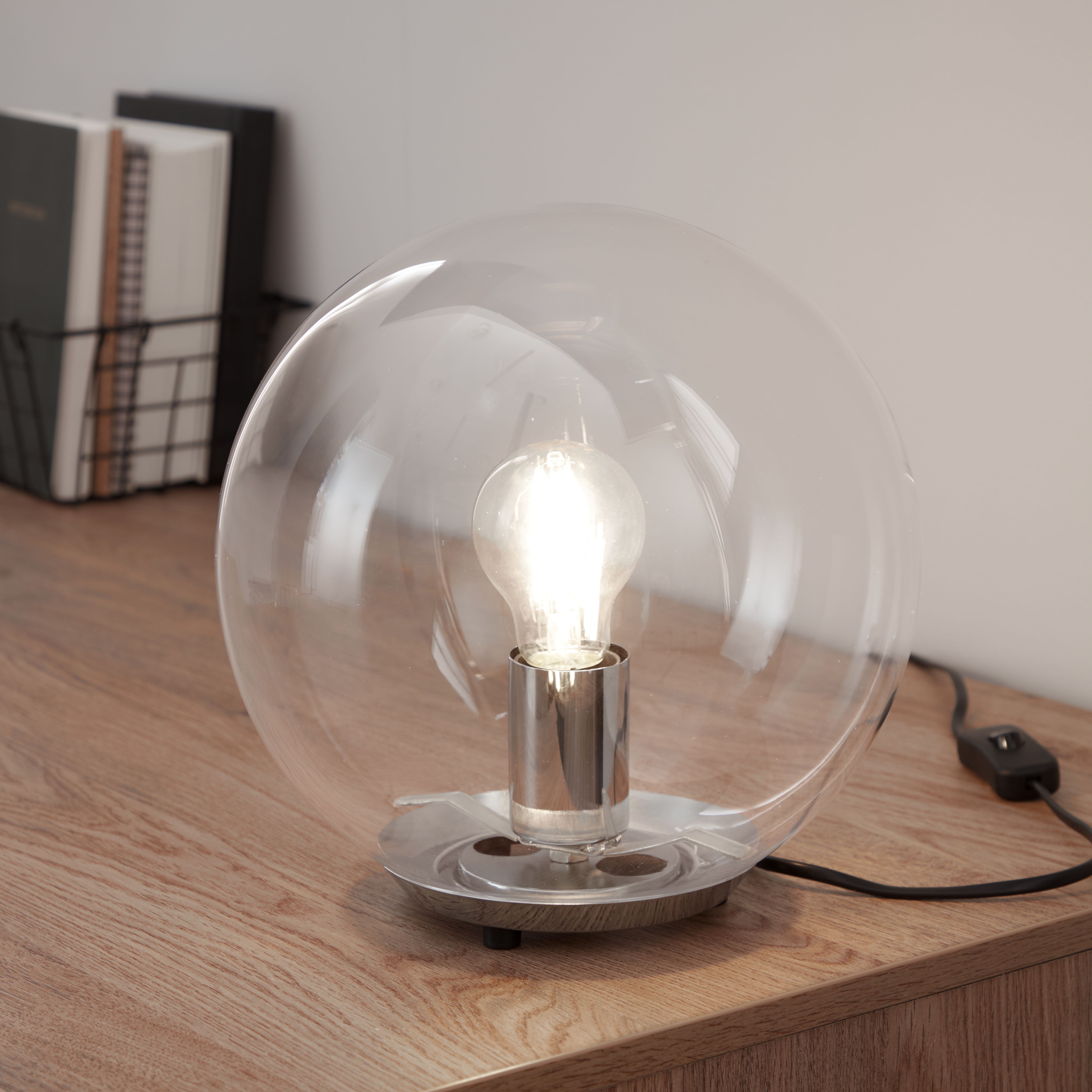 GoodHome Barool Transparent Chrome effect Table light