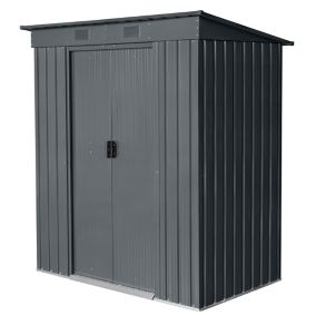 GoodHome Basic 1.62 x 0.98m Pent Grey Shed