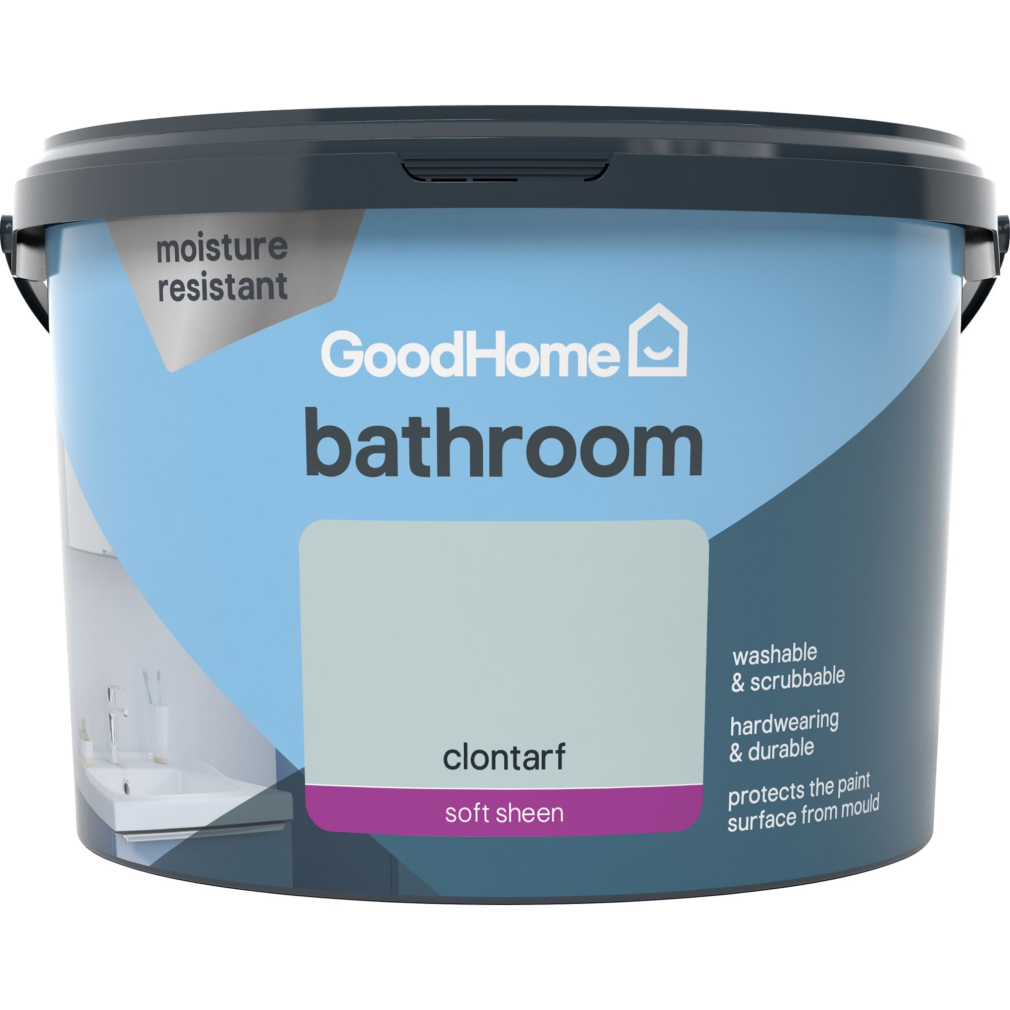 GoodHome Bathroom Clontarf Soft sheen Wall & ceiling Emulsion paint, 2.5L
