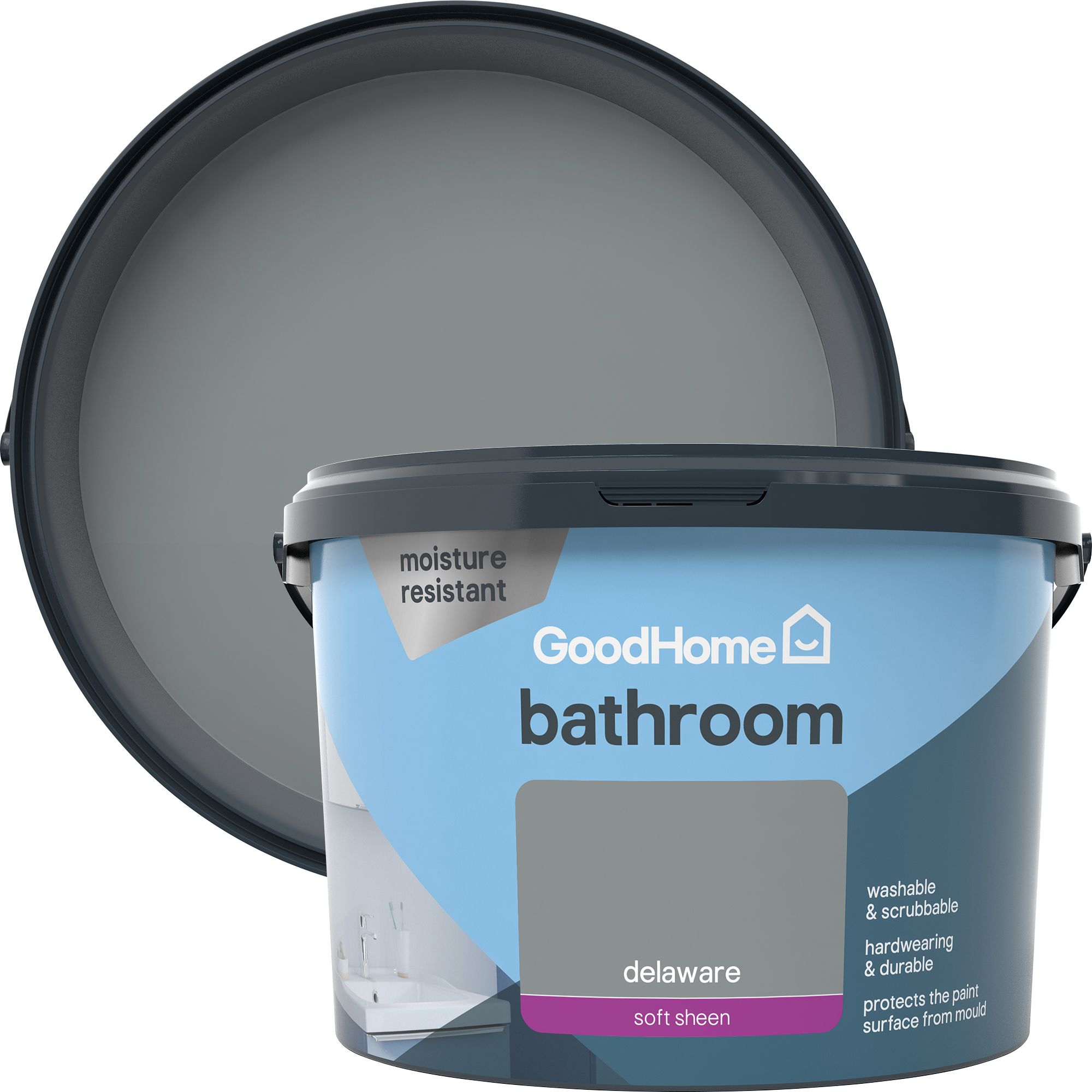 GoodHome Bathroom Delaware Soft sheen Emulsion paint, 2.5L