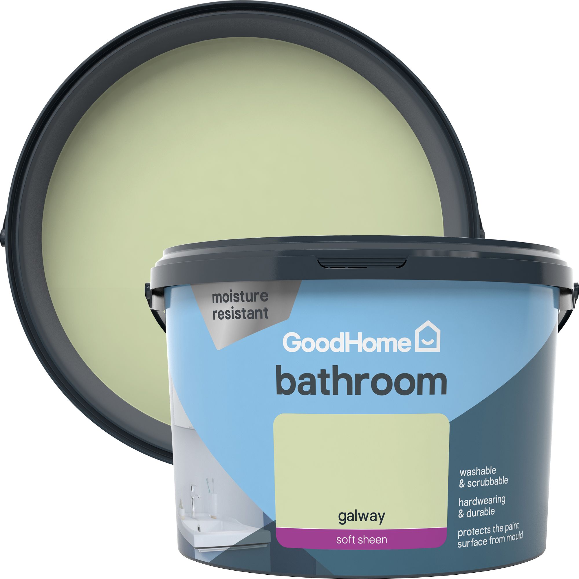 Buy GoodHome Bathroom Galway Soft sheen Emulsion paint, 2.5L DIY at B&Q