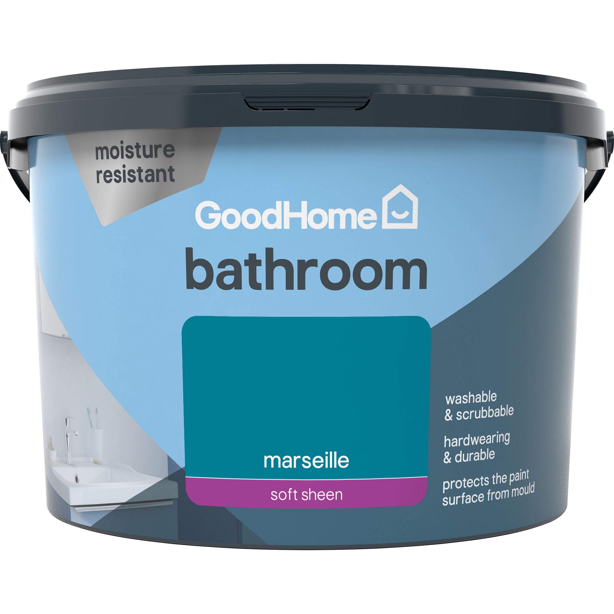 GoodHome Bathroom Marseille Soft sheen Wall & ceiling Emulsion paint, 2.5L