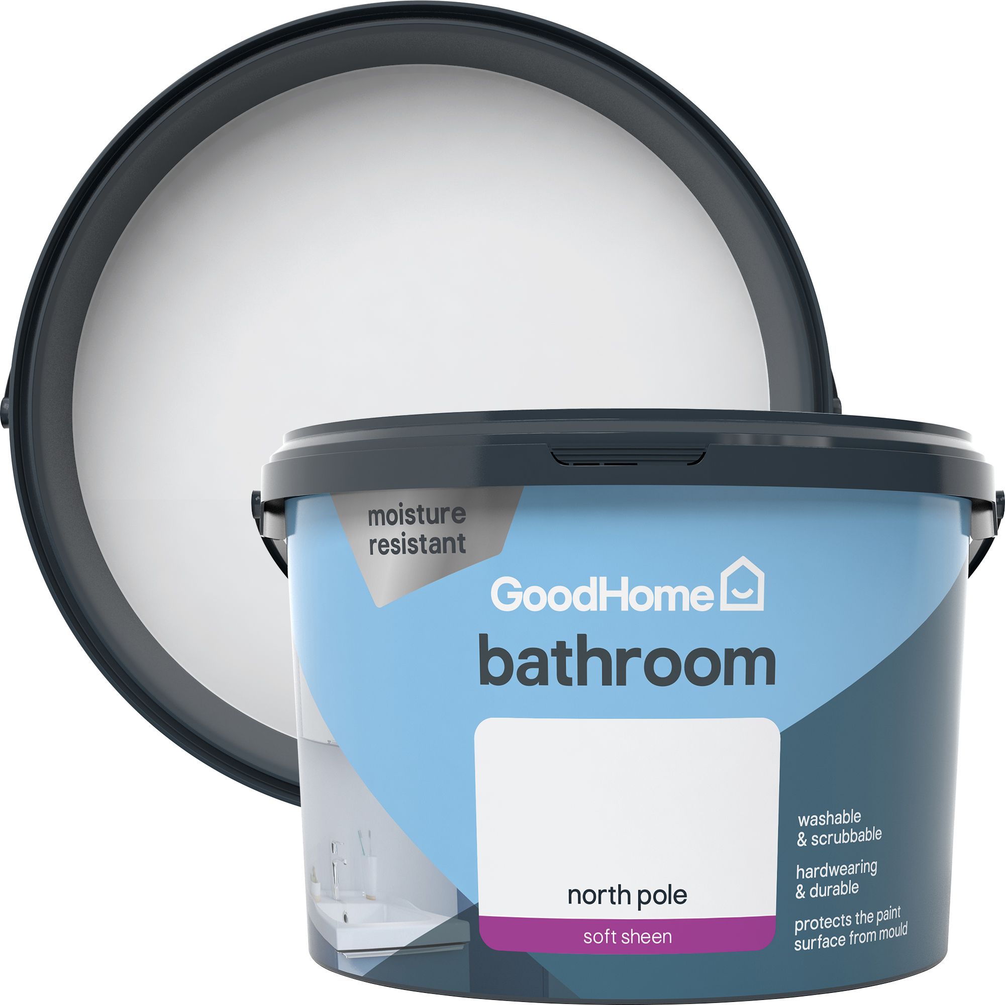GoodHome Bathroom North pole Soft sheen Emulsion paint, 2.5L DIY at B&Q