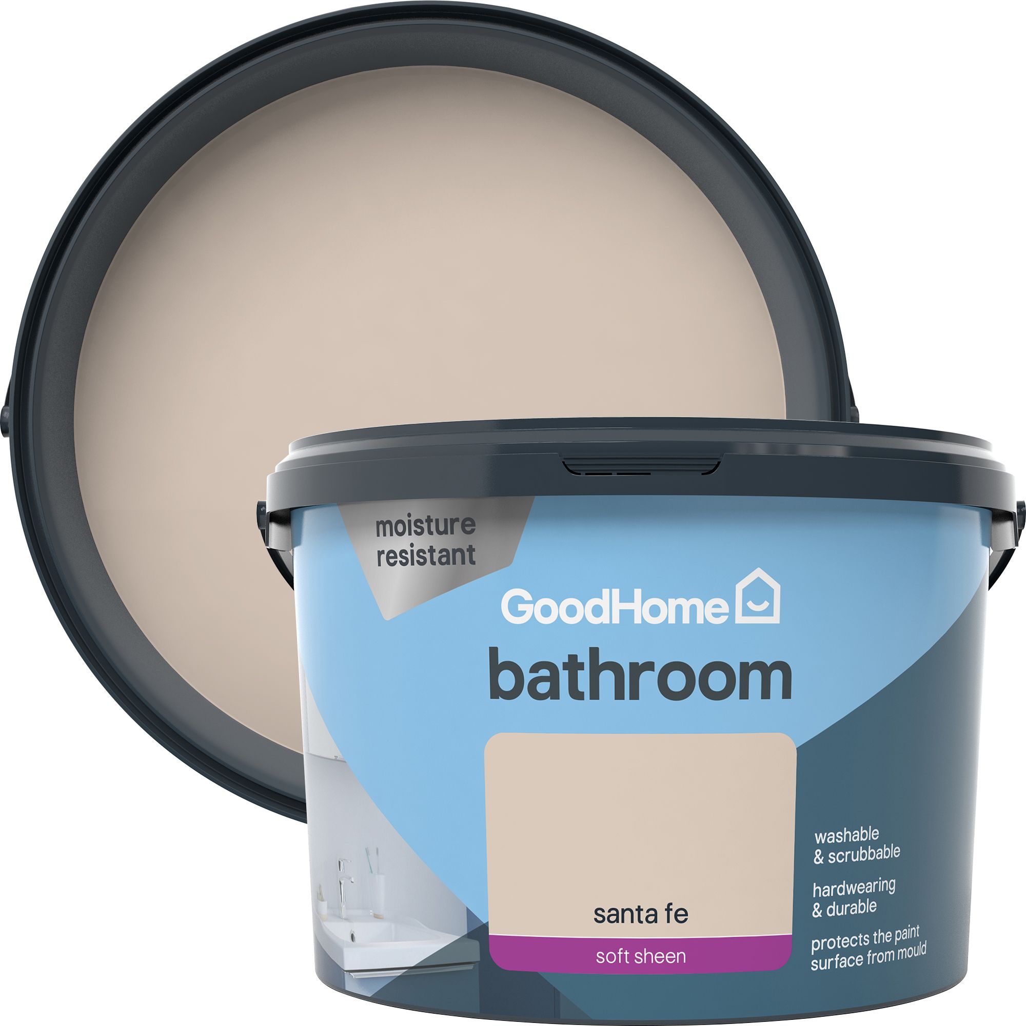 GoodHome Bathroom Santa fe Soft sheen Wall & ceiling Emulsion paint, 2.5L