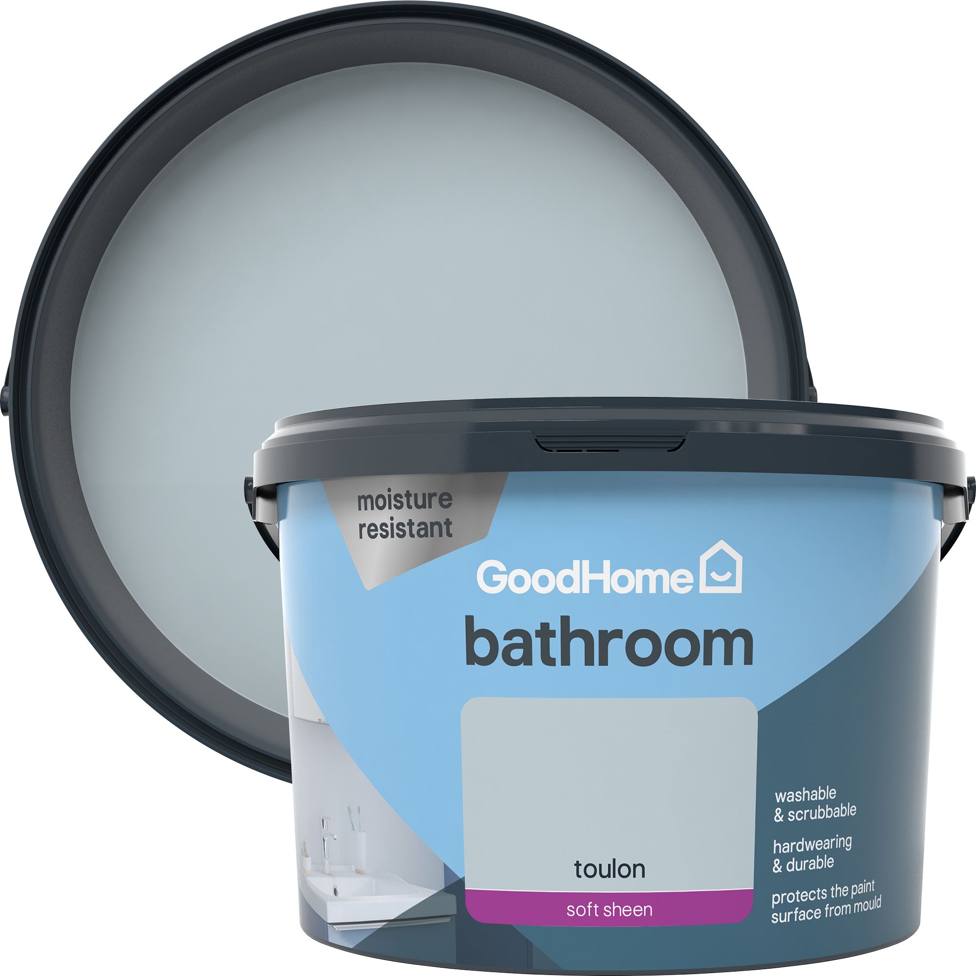 GoodHome Bathroom Toulon Soft sheen Emulsion paint, 2.5L DIY at B&Q