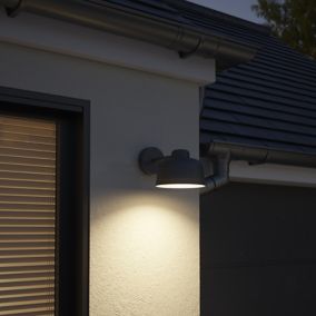 GoodHome Batley Fixed Matt Dark grey Mains-powered Integrated LED Outdoor Bell Wall light 800lm (Dia)18cm
