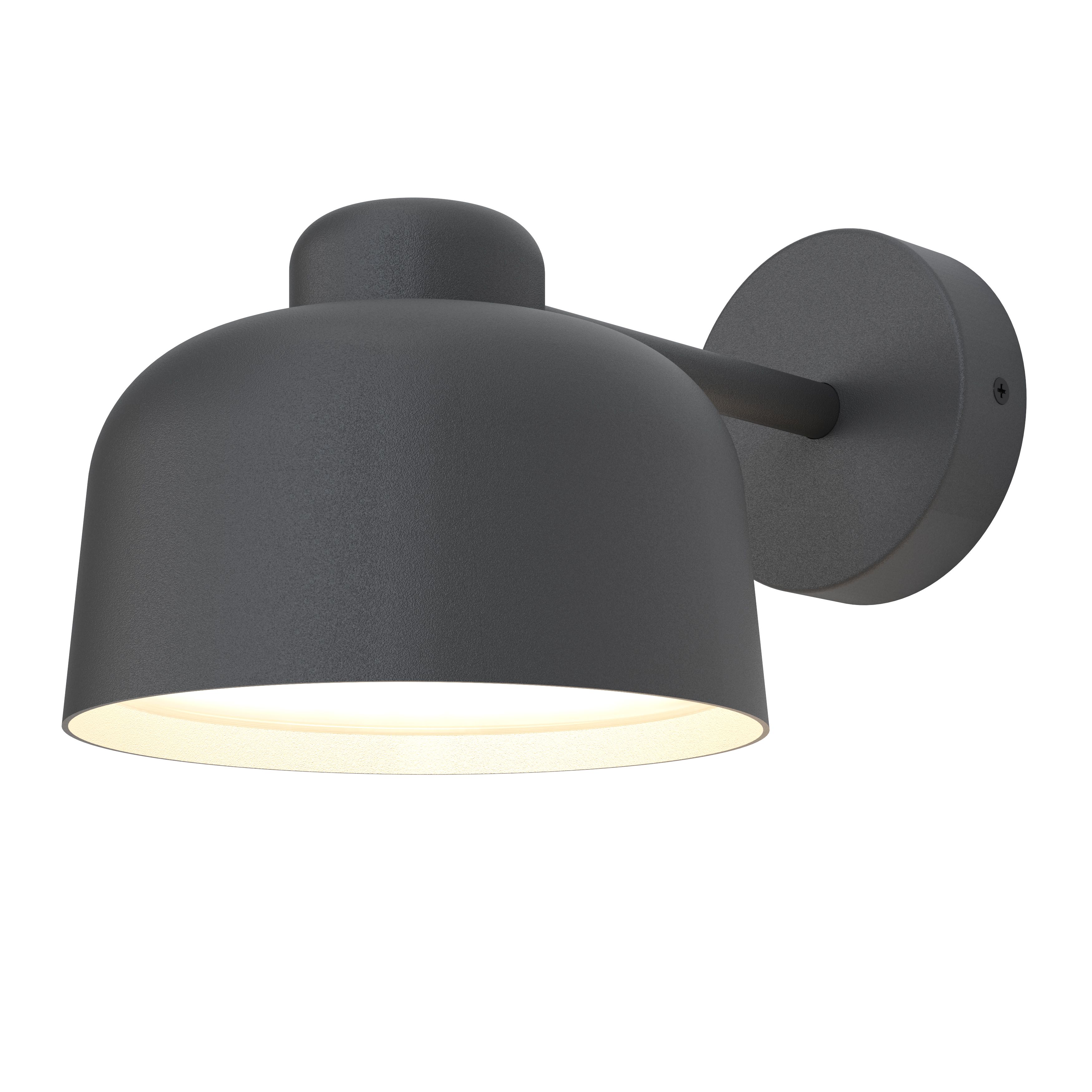GoodHome Batley Fixed Matt Dark grey Mains-powered Integrated LED Outdoor Bell Wall light 800lm (Dia)18cm