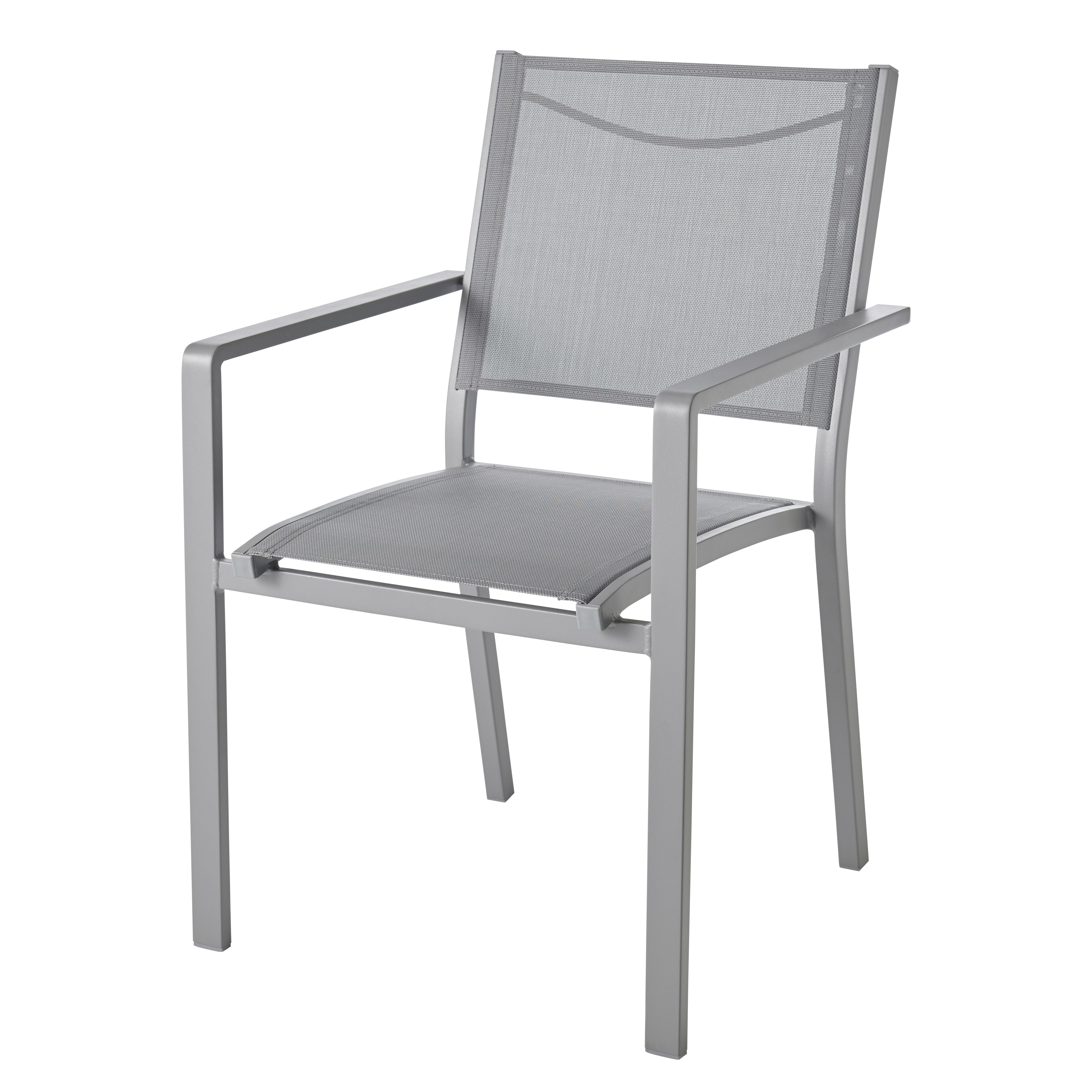 GoodHome Batz Metal Steel grey Armchair