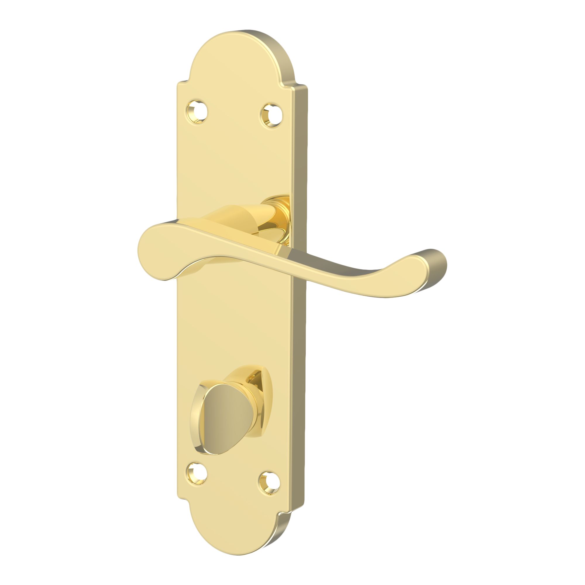 GoodHome Beja Polished Brass effect Scroll WC Door handle (L)95mm (D)57mm Pair