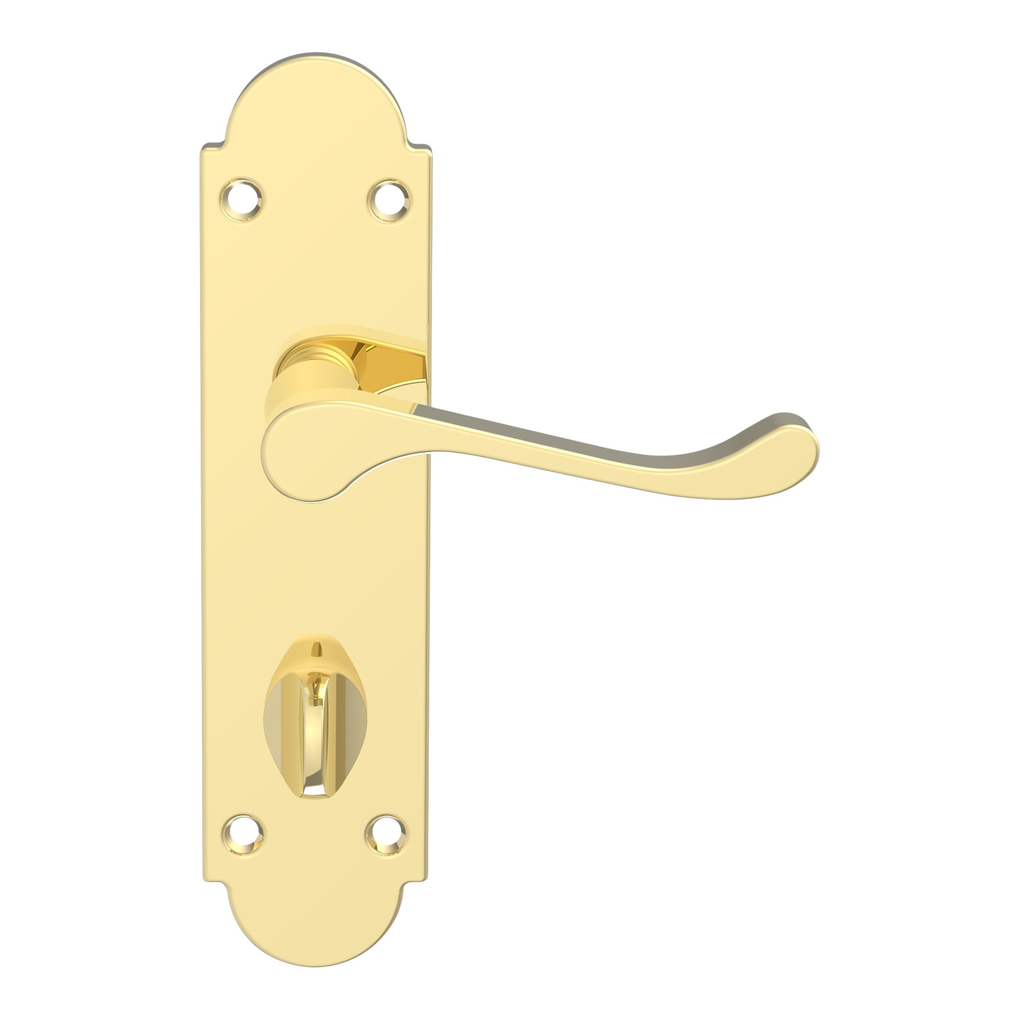 GoodHome Beja Polished Brass effect Scroll WC Door handle (L)95mm (D)57mm Pair