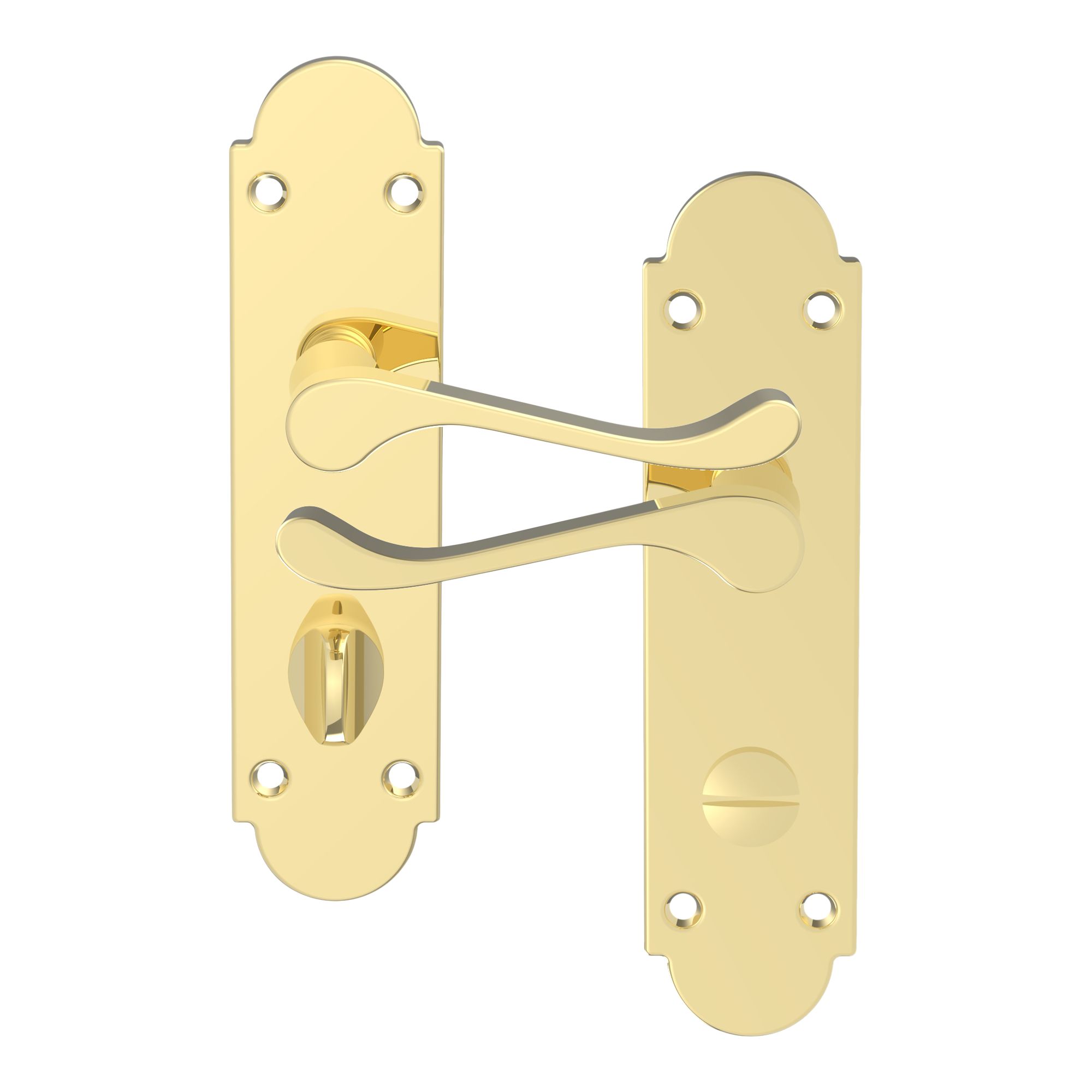 GoodHome Beja Polished Brass effect Scroll WC Door handle (L)95mm (D)57mm Pair