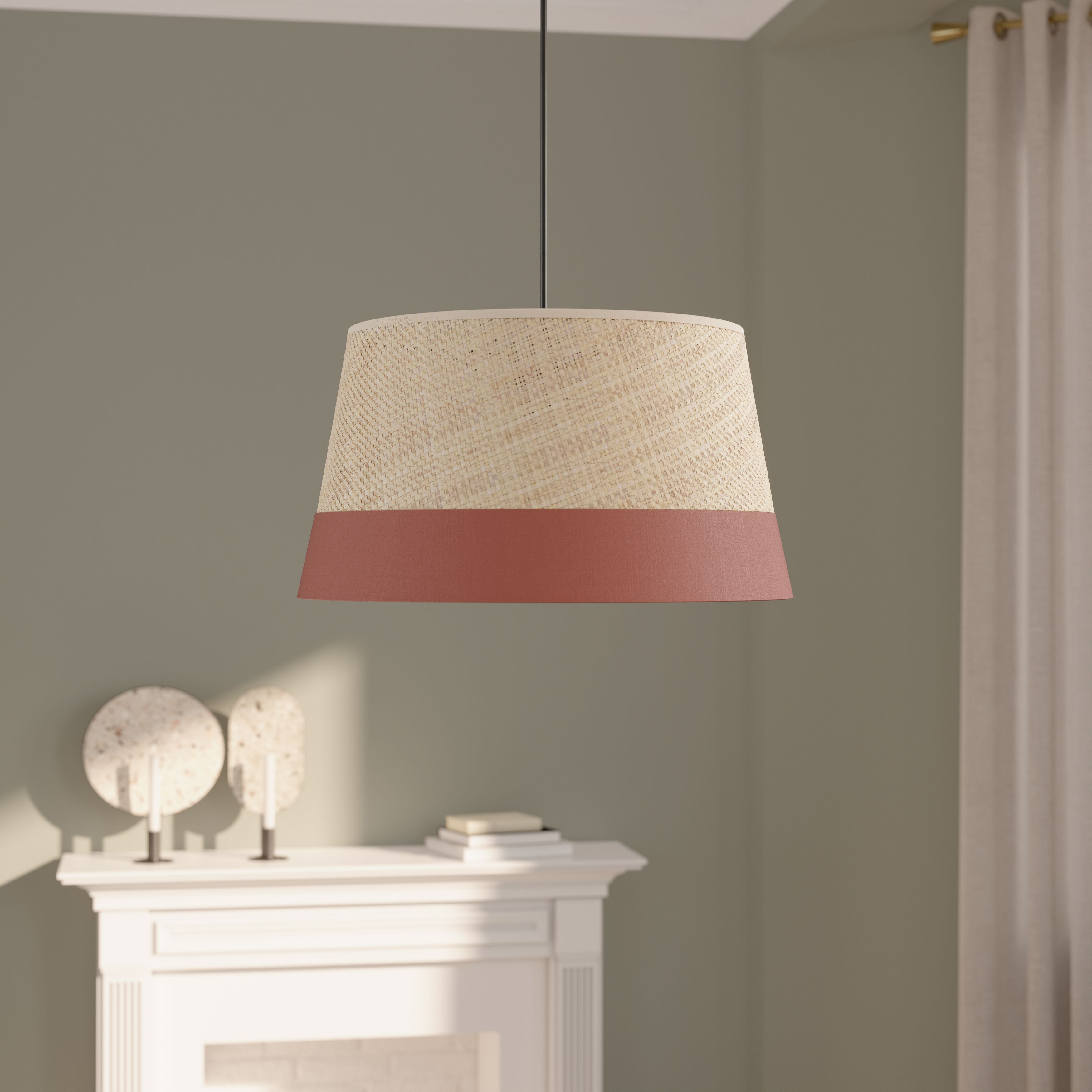 GoodHome Bellbird Red & Natural Round Lamp shade (D)38cm