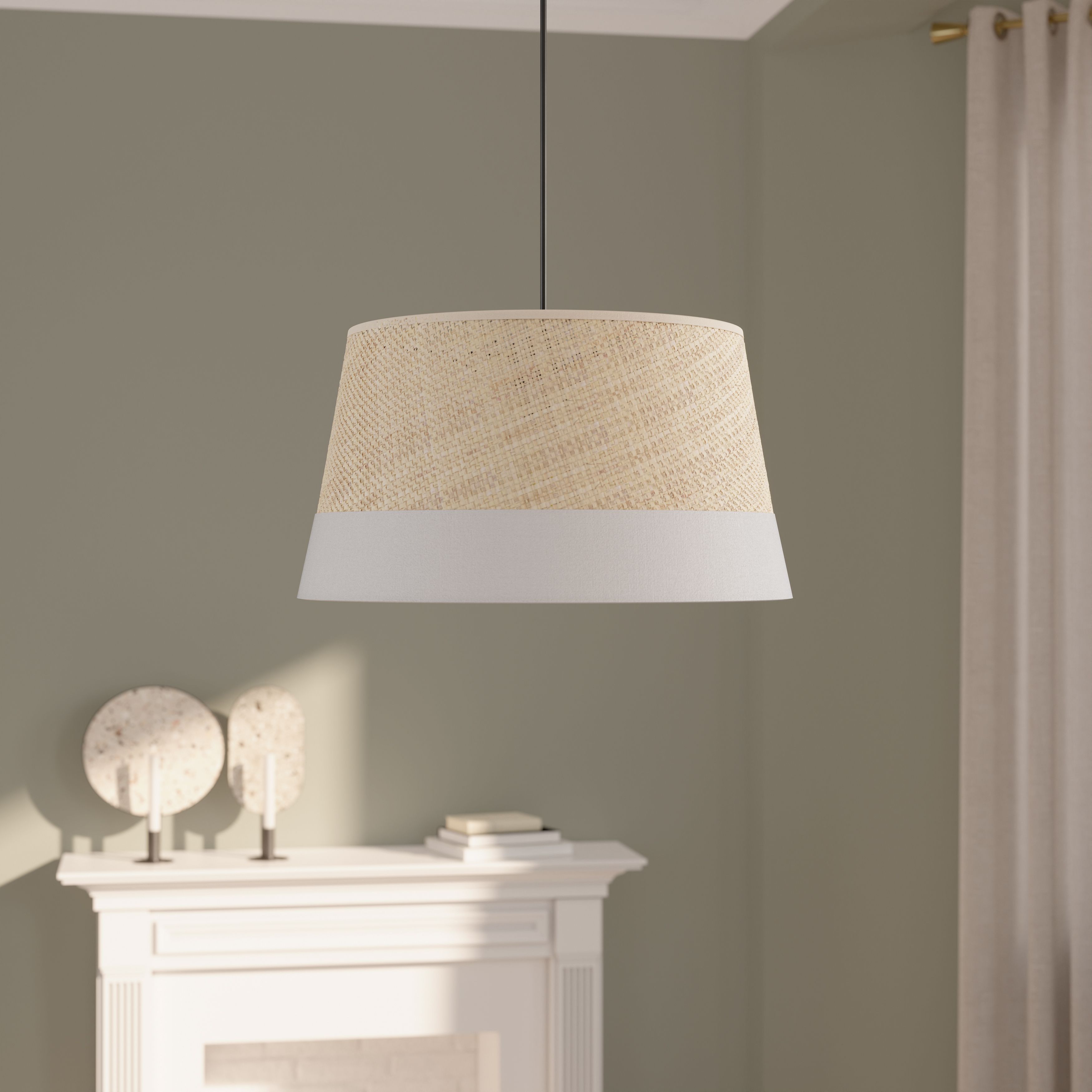 GoodHome Bellbird White & Natural Round Lamp shade (D)38cm