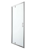 GoodHome Beloya Argenté Silver effect Clear Full open pivot Shower Door (H)195cm (W)100cm