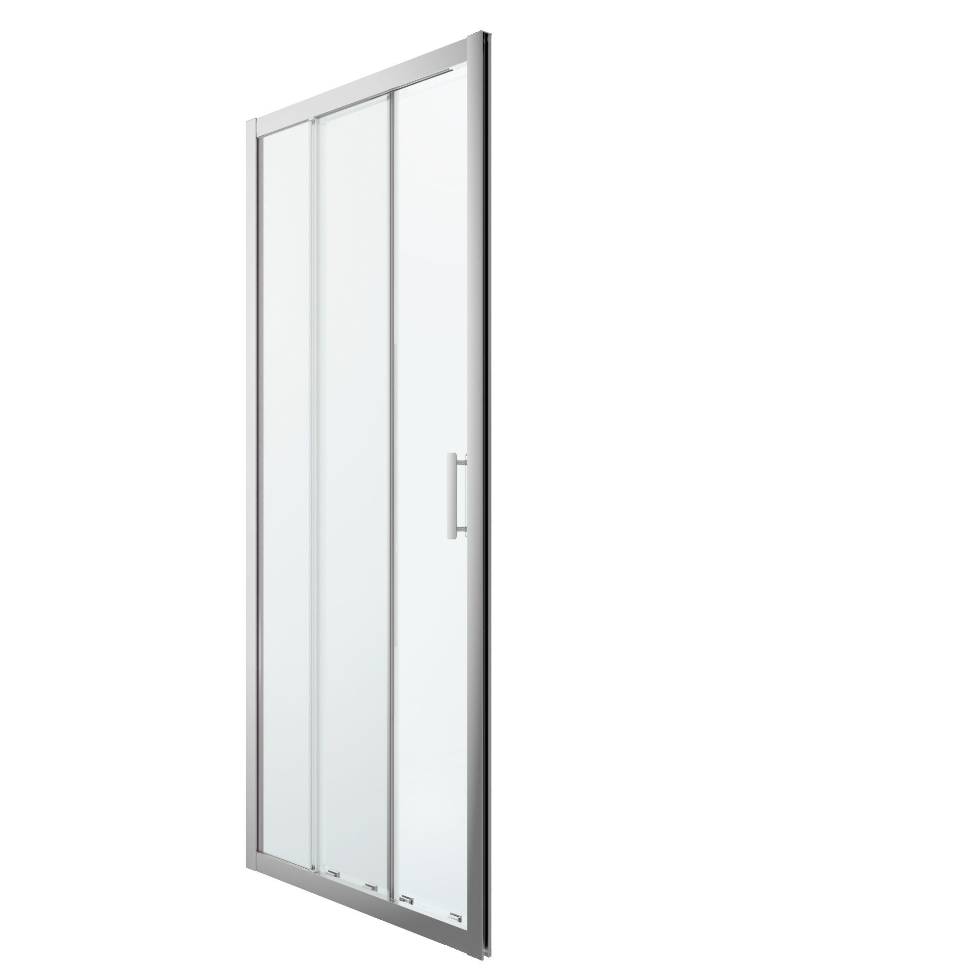 GoodHome Beloya Argenté Silver effect Clear Sliding Shower door (H)195cm (W)90cm