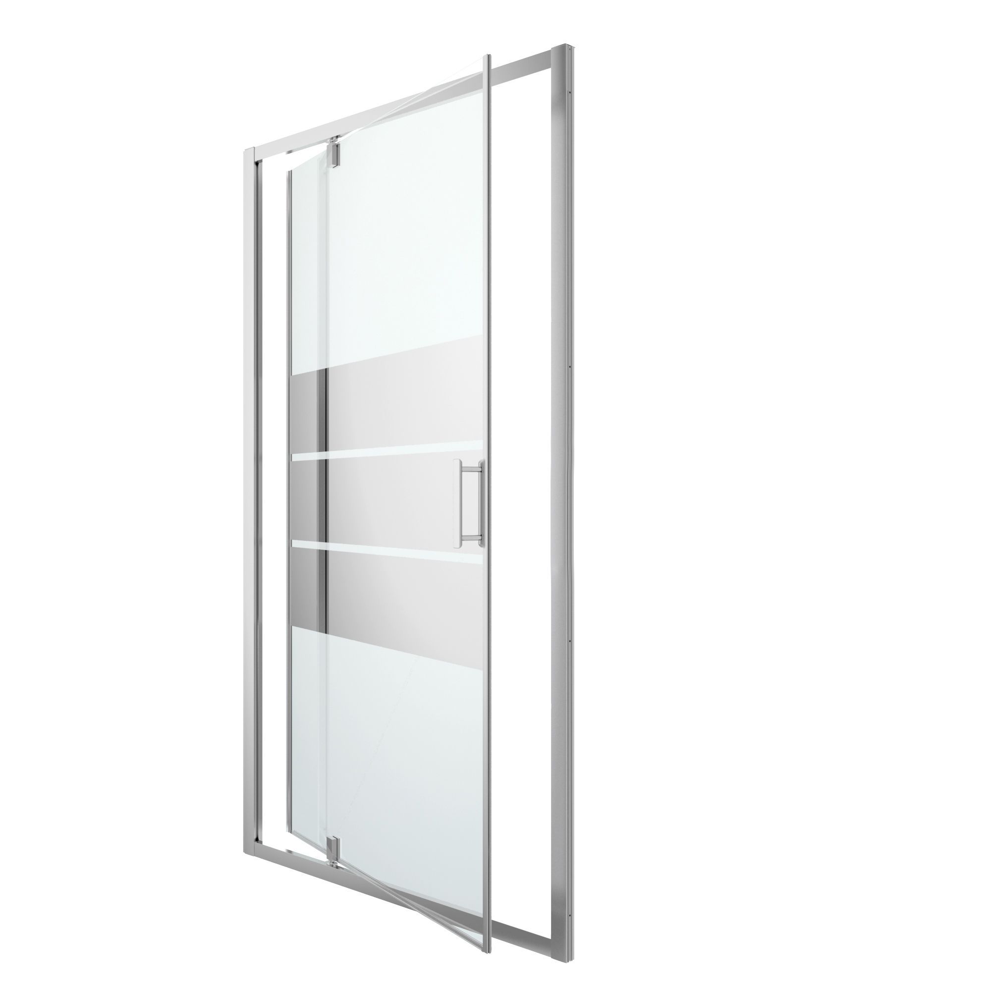 GoodHome Beloya Argenté Silver effect Mirror Strip Full open pivot Shower Door (H)195cm (W)120cm