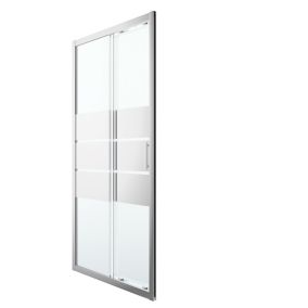 GoodHome Beloya Argenté Silver effect Mirror Strip Sliding Shower Door (H)195cm (W)100cm