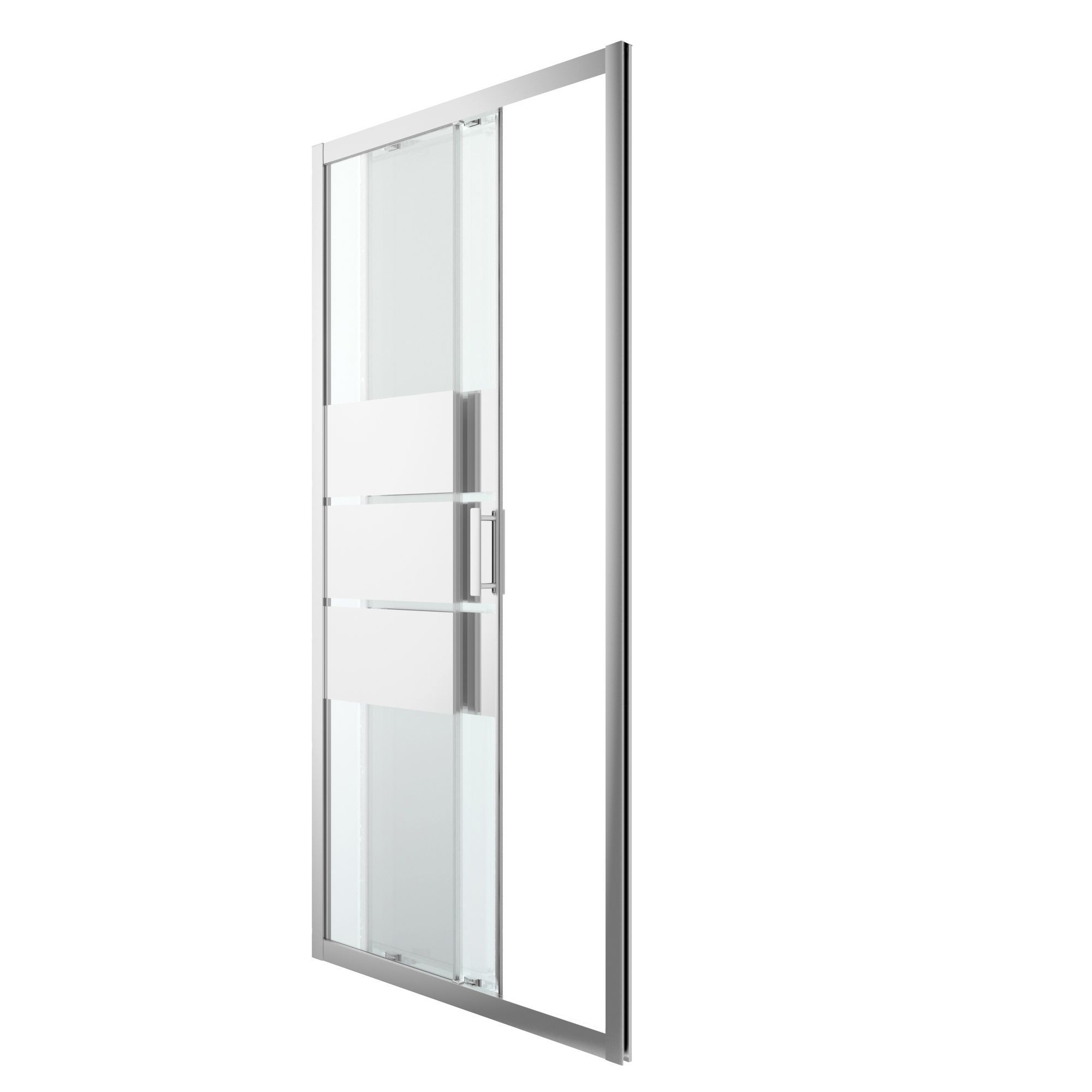 GoodHome Beloya Argenté Silver effect Mirror Strip Sliding Shower Door (H)195cm (W)100cm