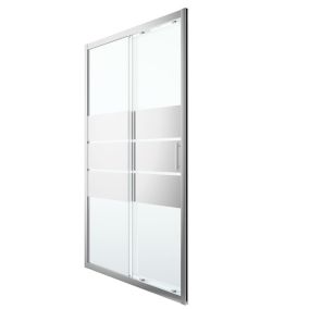 GoodHome Beloya Argenté Silver effect Mirror Strip Sliding Shower Door (H)195cm (W)120cm