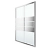 GoodHome Beloya Argenté Silver effect Mirror Strip Sliding Shower Door (H)195cm (W)140cm