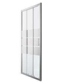 GoodHome Beloya Argenté Silver effect Mirror Strip Sliding Shower Door (H)195cm (W)90cm