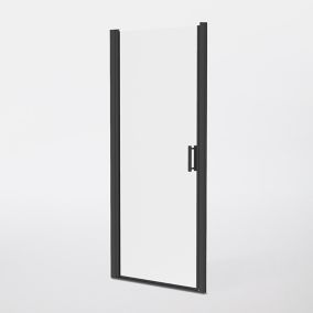 GoodHome Beloya Black Clear Full open pivot Shower Door (H)190cm (W)80cm