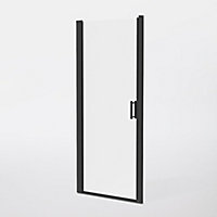 GoodHome Beloya Black Clear Full open pivot Shower Door (H)190cm (W)90cm