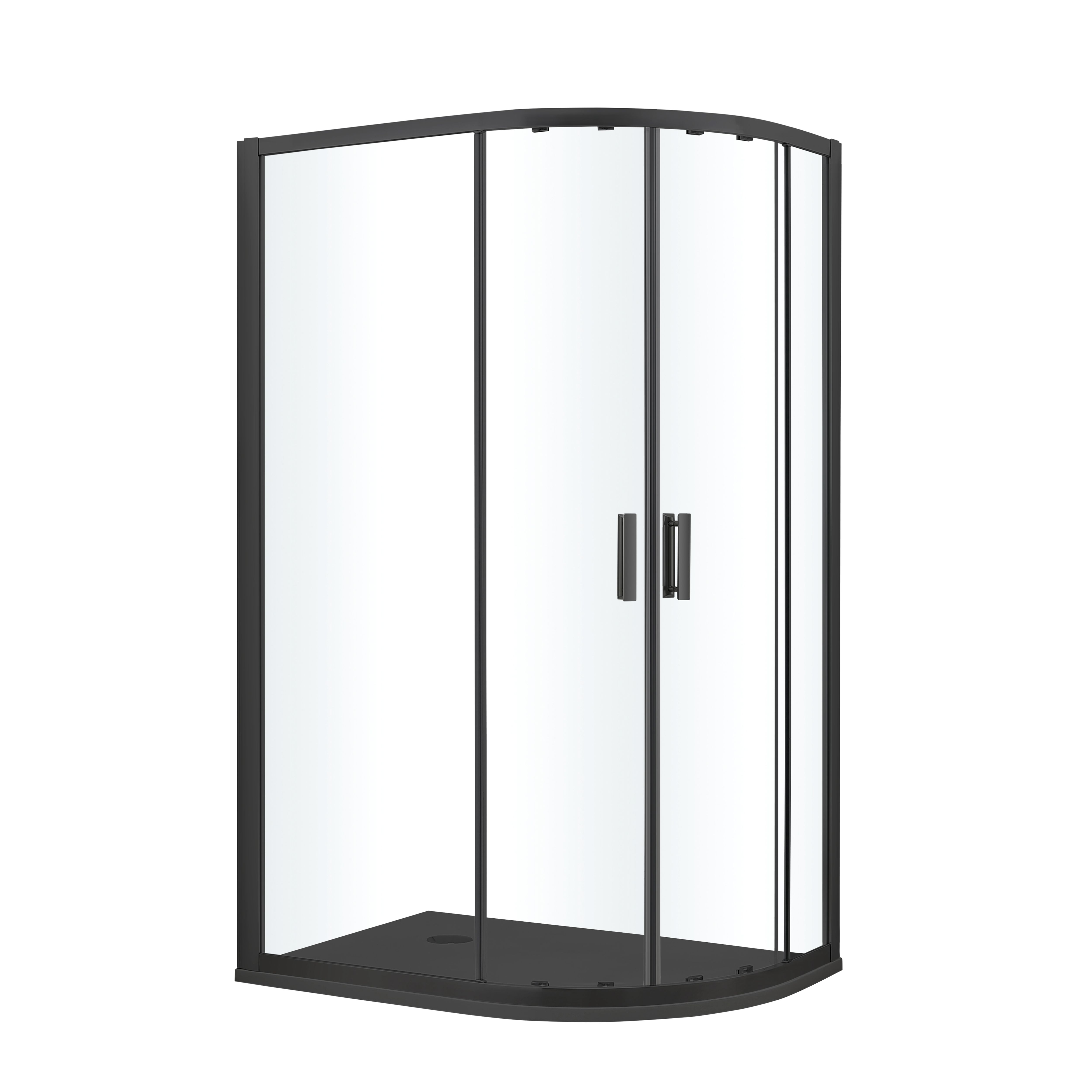 GoodHome Beloya Black Lefthanded Offset quadrant Clear Shower