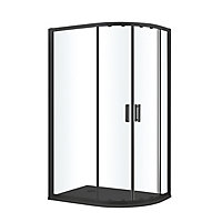 GoodHome Beloya Black Left-handed Offset quadrant Shower Enclosure & tray with Corner entry double sliding door (W)1200mm (D)800mm