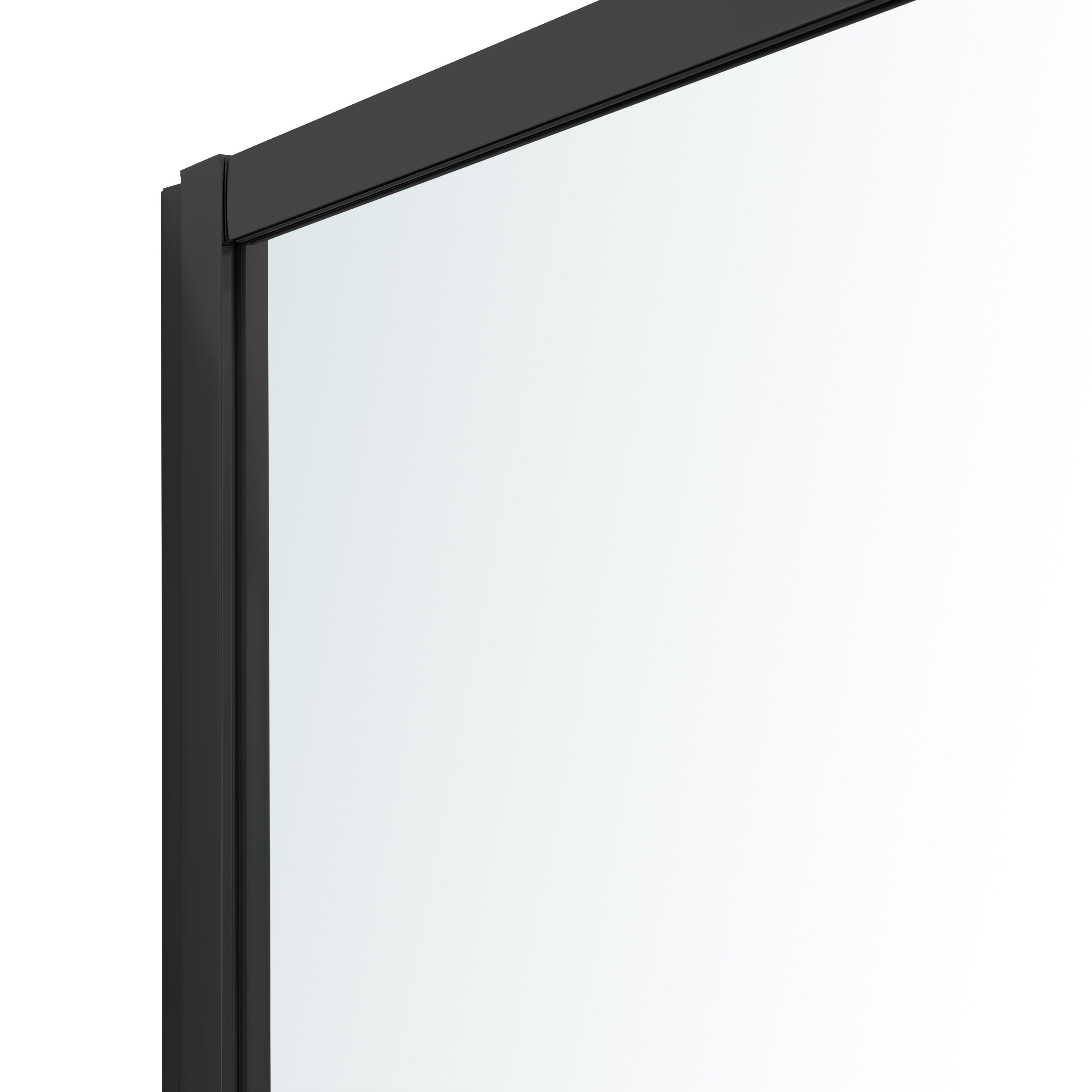 GoodHome Beloya Black Left-handed Offset quadrant Shower Enclosure & tray with Corner entry double sliding door (W)1200mm (D)800mm