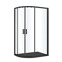 GoodHome Beloya Black Right-handed Offset quadrant Shower Enclosure & tray with Corner entry double sliding door (W)1200mm (D)800mm