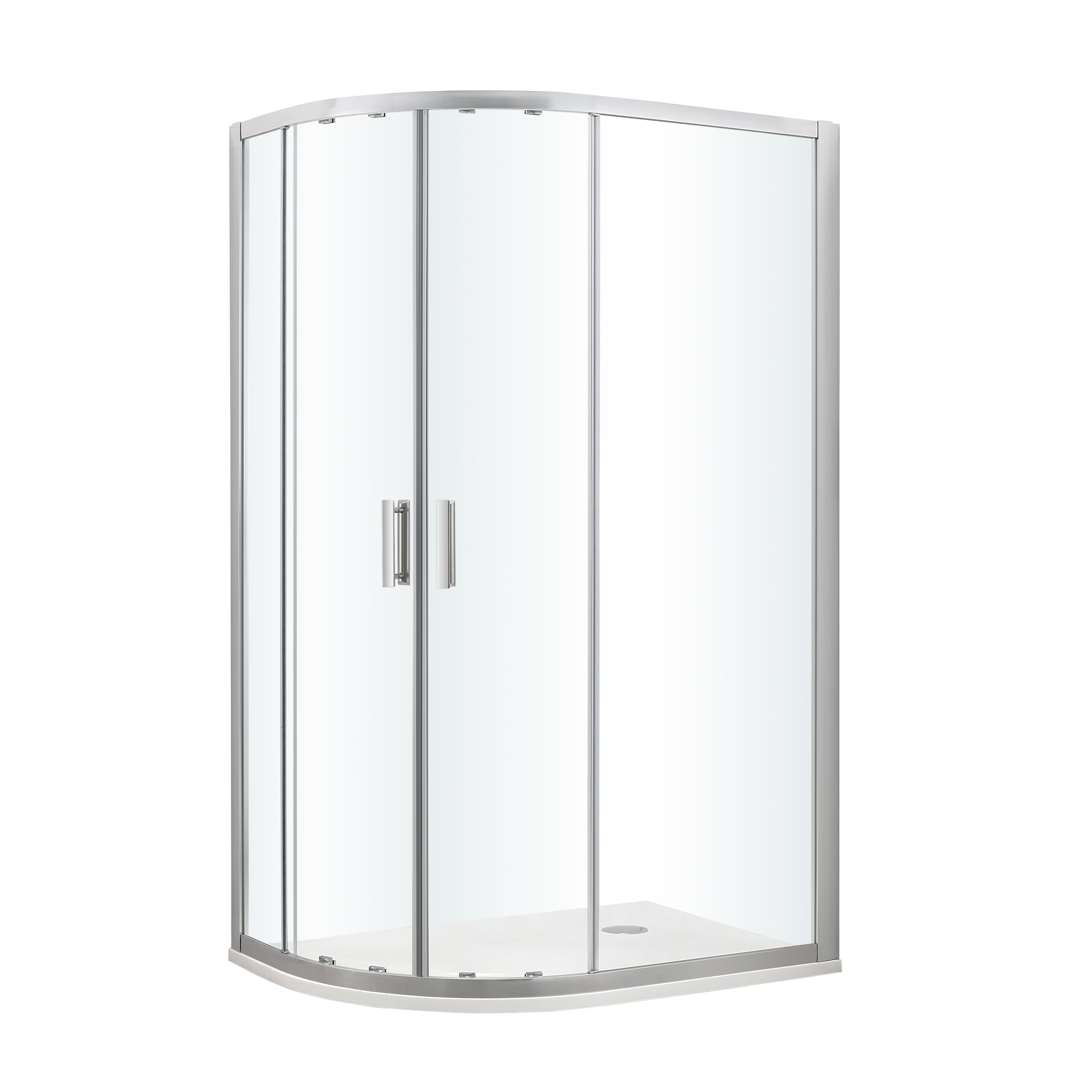 GoodHome Beloya Chrome effect Clear Right-handed Offset quadrant Shower Enclosure & tray - Corner entry double sliding door (H)195cm (W)120cm (D)80cm