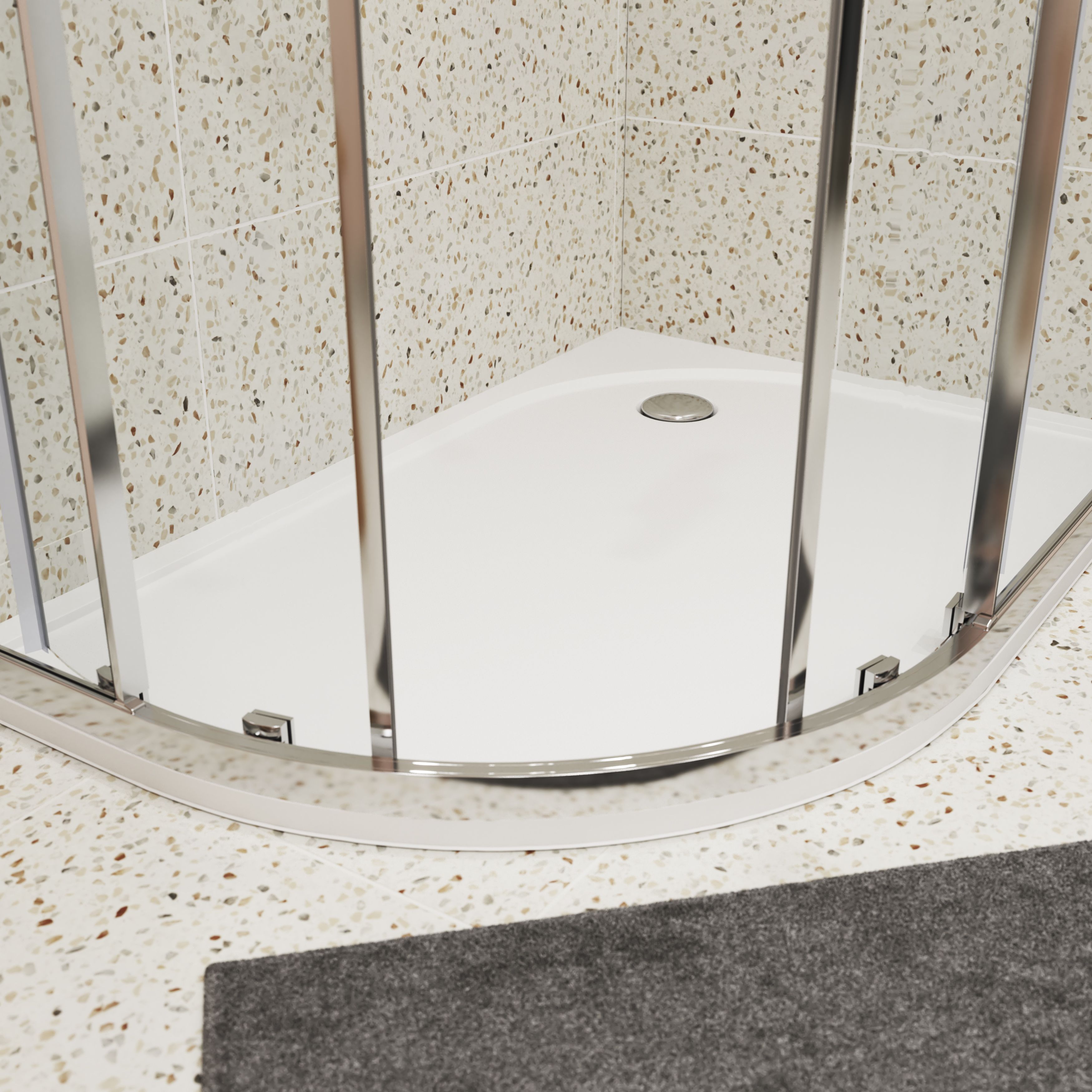GoodHome Beloya Chrome effect Clear Right-handed Offset quadrant Shower Enclosure & tray - Corner entry double sliding door (H)195cm (W)120cm (D)80cm