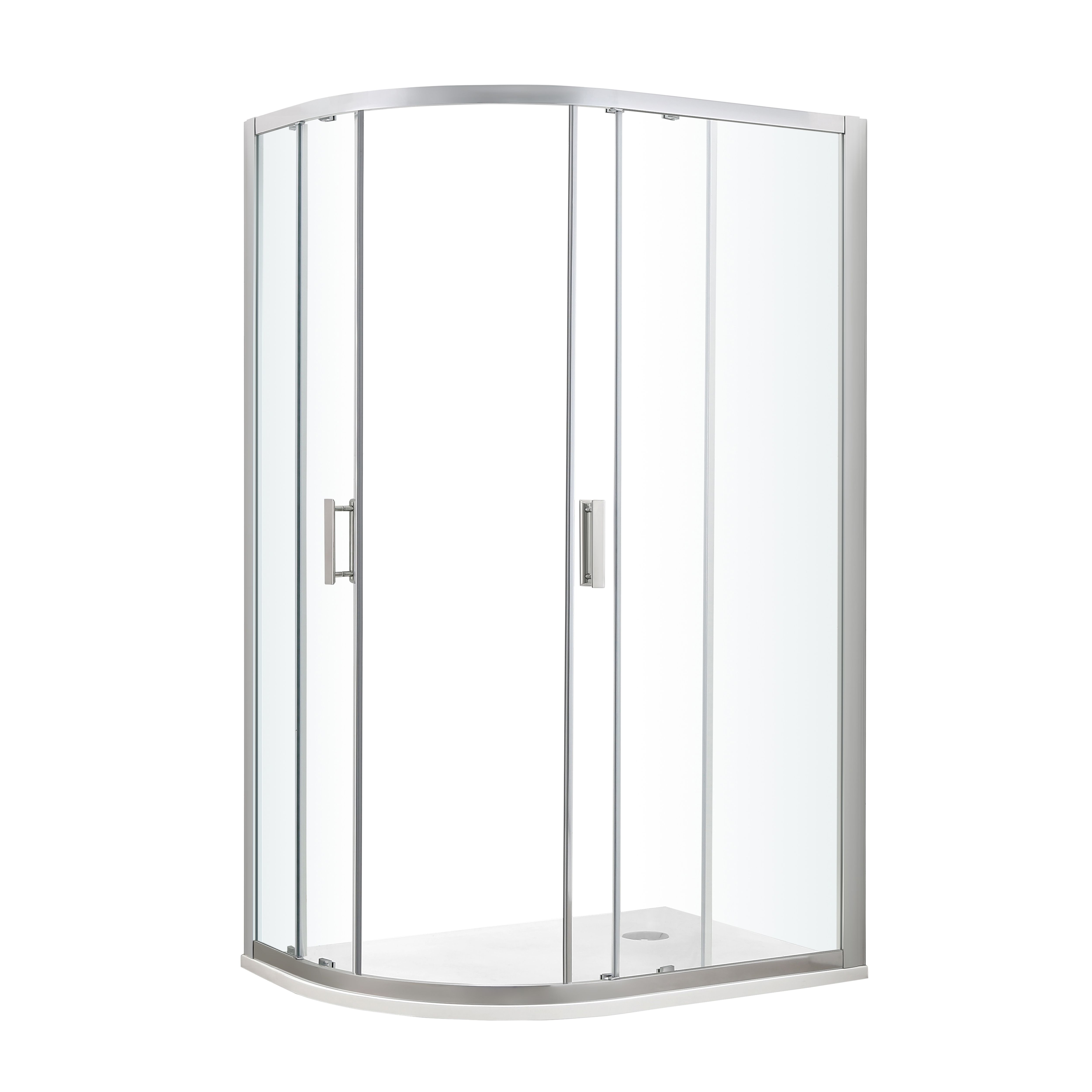 GoodHome Beloya Chrome effect Clear Right-handed Offset quadrant Shower Enclosure & tray - Corner entry double sliding door (H)195cm (W)120cm (D)80cm
