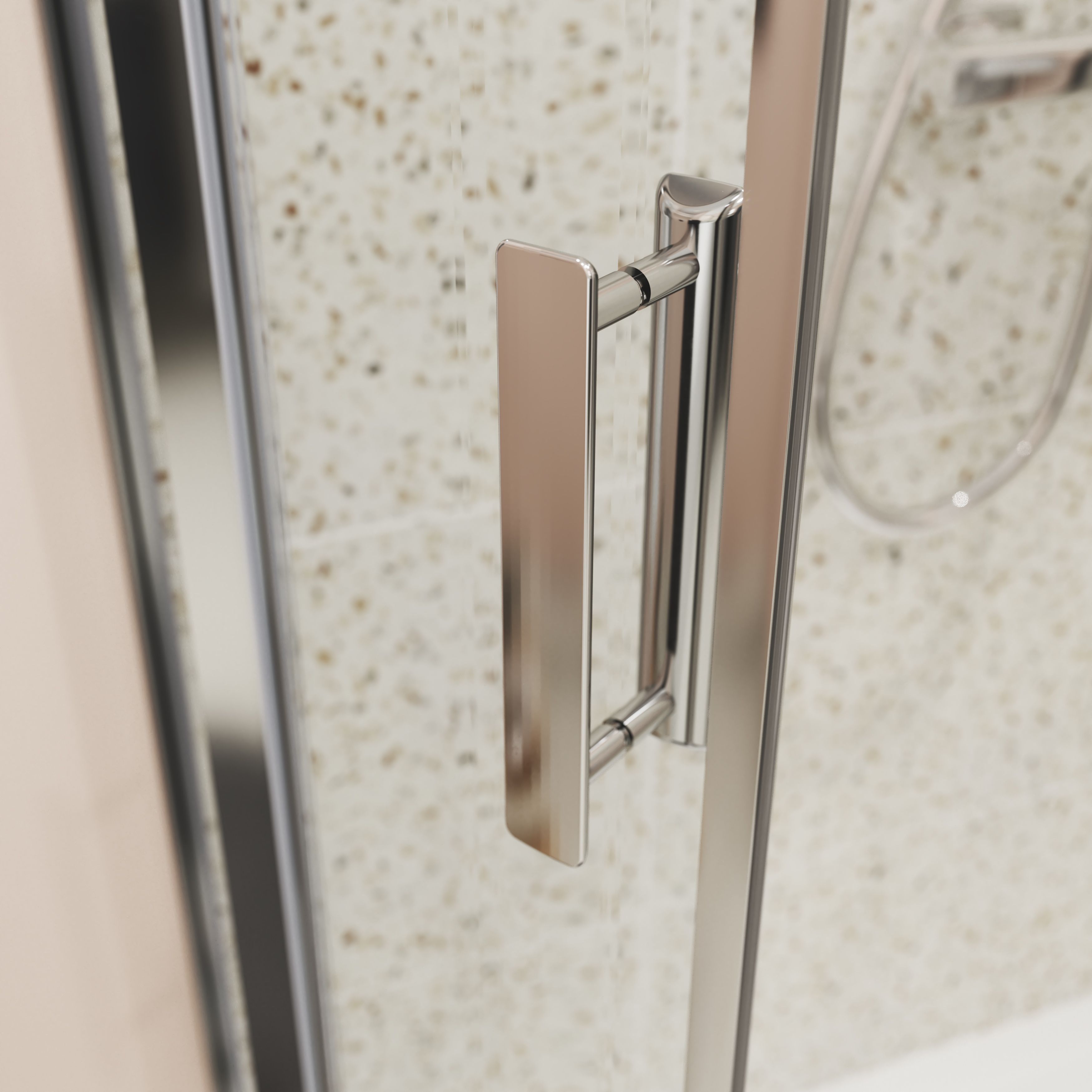 GoodHome Beloya Chrome effect Clear Right-handed Offset quadrant Shower Enclosure & tray - Corner entry double sliding door (H)195cm (W)120cm (D)80cm