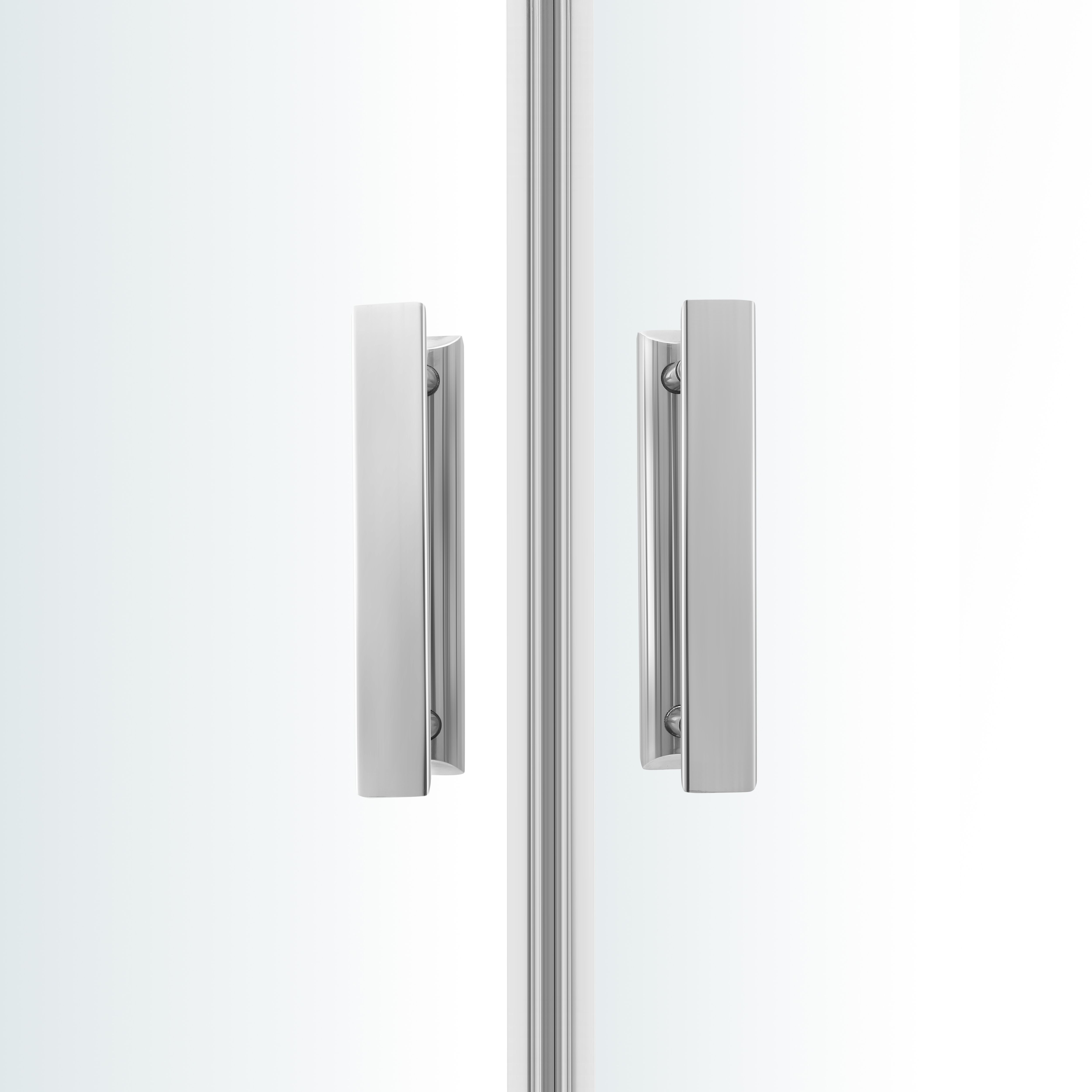 GoodHome Beloya Chrome effect Clear Right-handed Offset quadrant Shower Enclosure & tray - Corner entry double sliding door (H)195cm (W)120cm (D)80cm