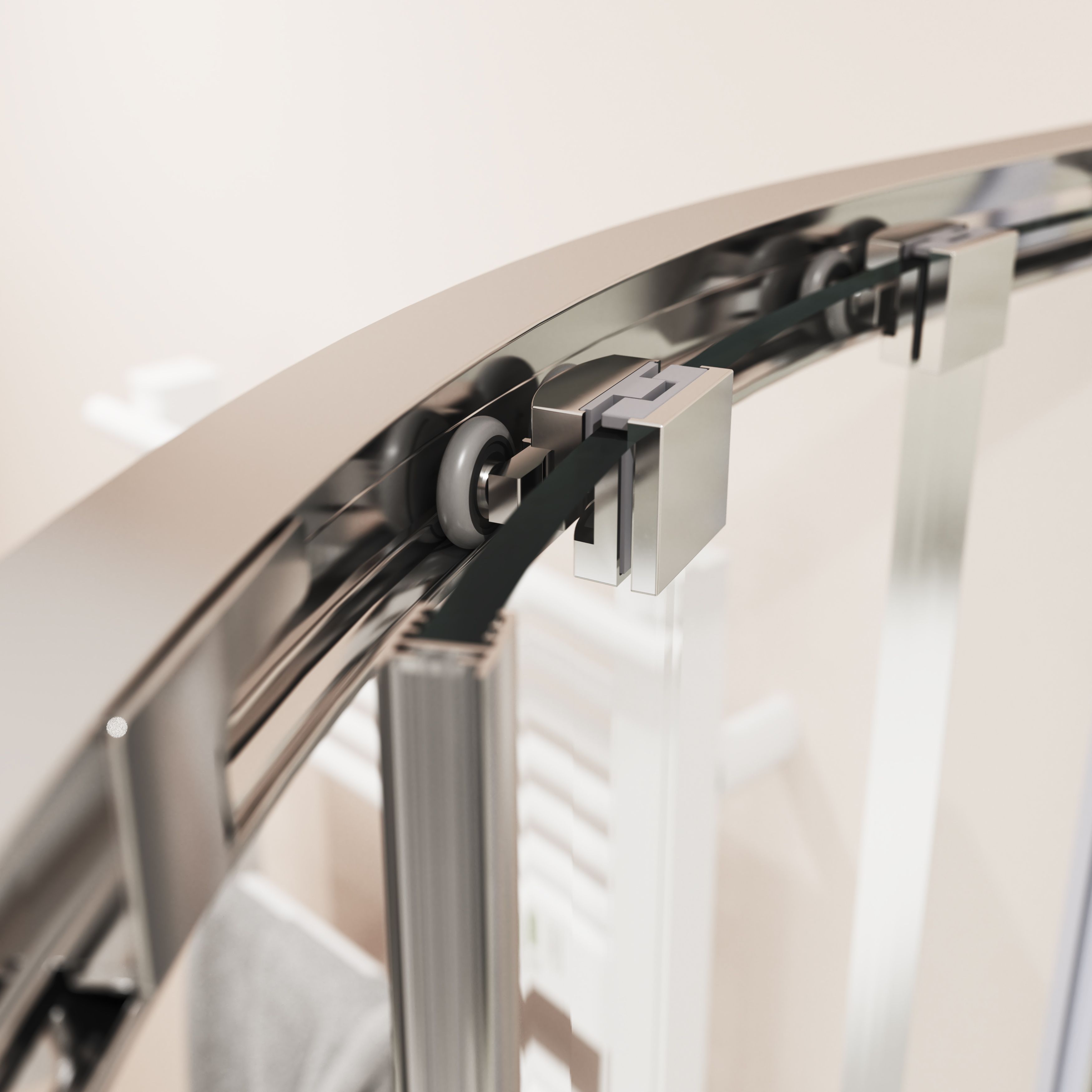 GoodHome Beloya Chrome effect Clear Right-handed Offset quadrant Shower Enclosure & tray - Corner entry double sliding door (H)195cm (W)120cm (D)80cm