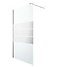 GoodHome Beloya Chrome effect Mirrored Striped Walk-in Wet room glass screen (H)195cm (W)120cm