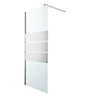 GoodHome Beloya Chrome effect Mirrored Striped Walk-in Wet room glass screen (H)195cm (W)90cm