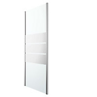 GoodHome Beloya Framed Chrome effect Mirror Striped Fixed Shower panel (H)195cm (W)90cm