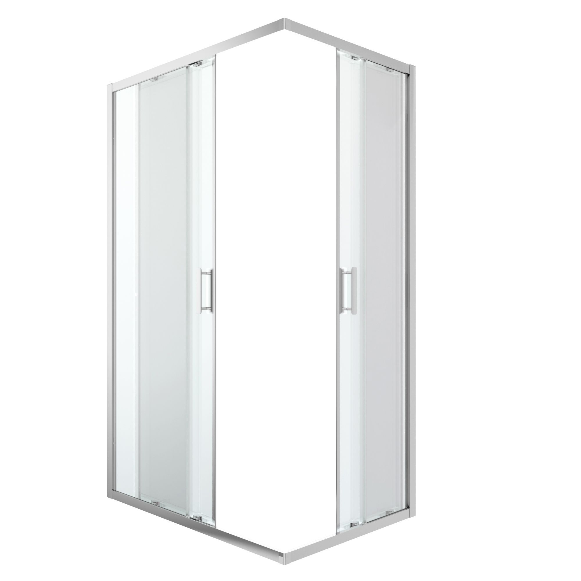 GoodHome Beloya Framed Clear Silver effect Rectangular Shower enclosure - Corner entry double sliding door (W)120cm (D)80cm