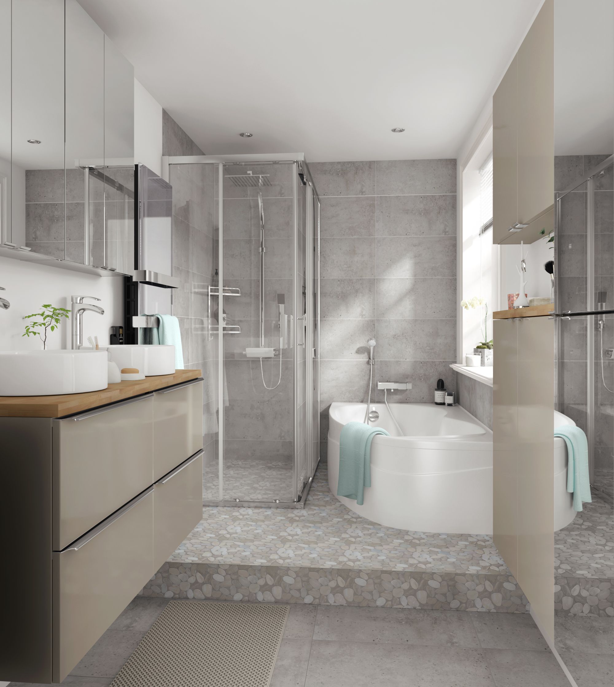GoodHome Beloya Framed Clear Silver effect Rectangular Shower enclosure - Corner entry double sliding door (W)120cm (D)80cm