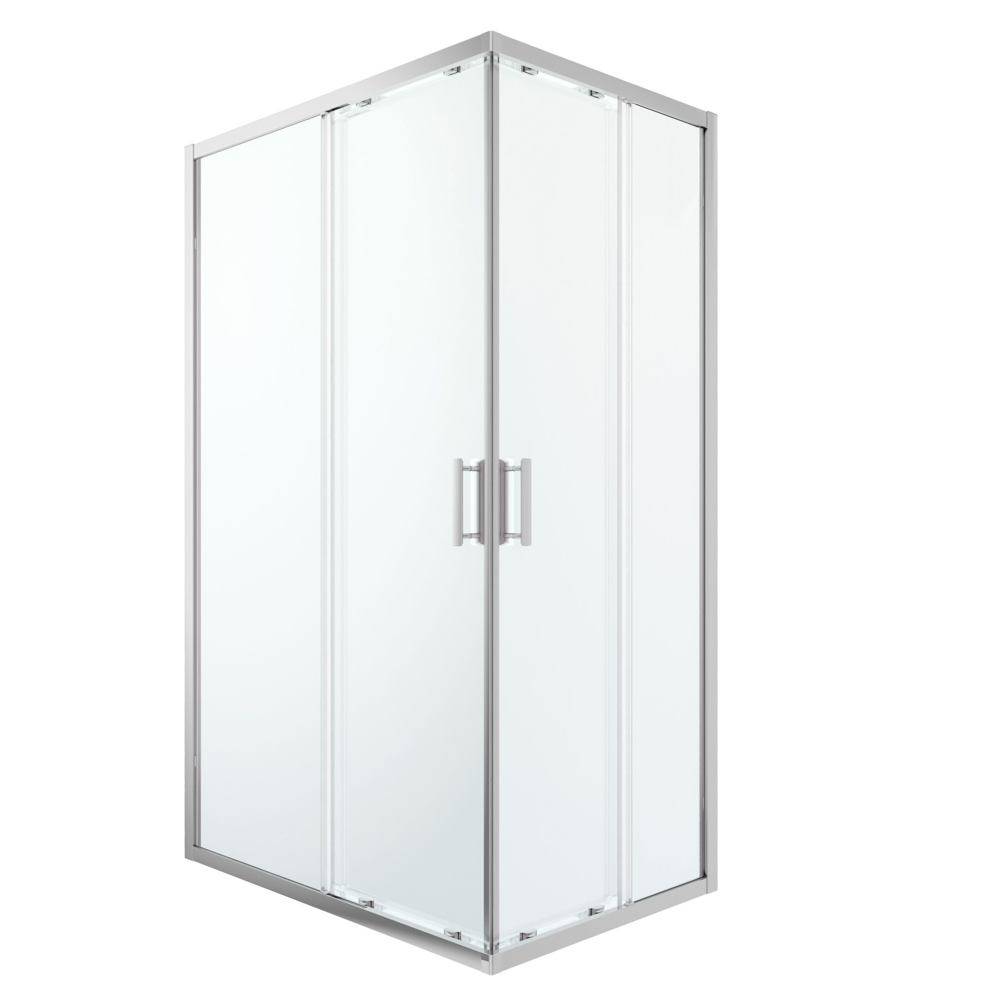 GoodHome Beloya Framed Clear Silver effect Rectangular Shower enclosure - Corner entry double sliding door (W)120cm (D)80cm