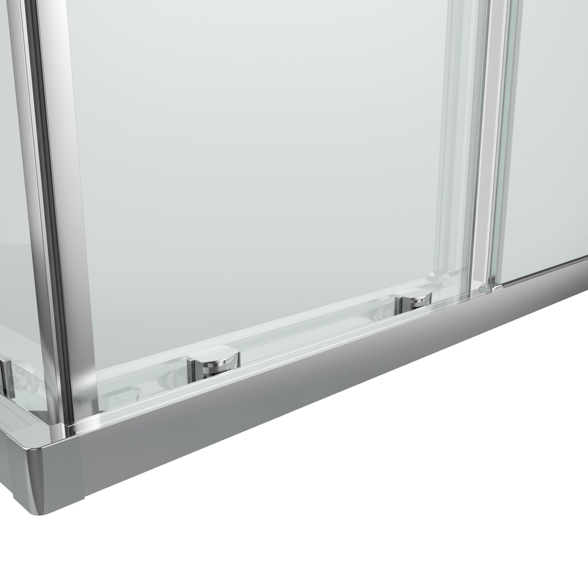 GoodHome Beloya Framed Clear Silver effect Rectangular Shower enclosure - Corner entry double sliding door (W)120cm (D)80cm