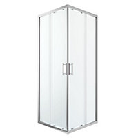 GoodHome Beloya Framed Clear Silver effect Square Shower enclosure - Corner entry double sliding door (W)76cm (D)76cm