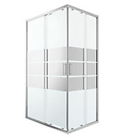 GoodHome Beloya Framed Mirror Silver effect Rectangular Shower enclosure - Corner entry double sliding door (W)120cm (D)80cm