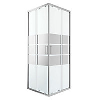 GoodHome Beloya Framed Mirror Silver effect Square Shower enclosure - Corner entry double sliding door (W)76cm (D)76cm