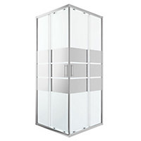 GoodHome Beloya Framed Mirror Silver effect Square Shower enclosure - Corner entry double sliding door (W)90cm (D)90cm