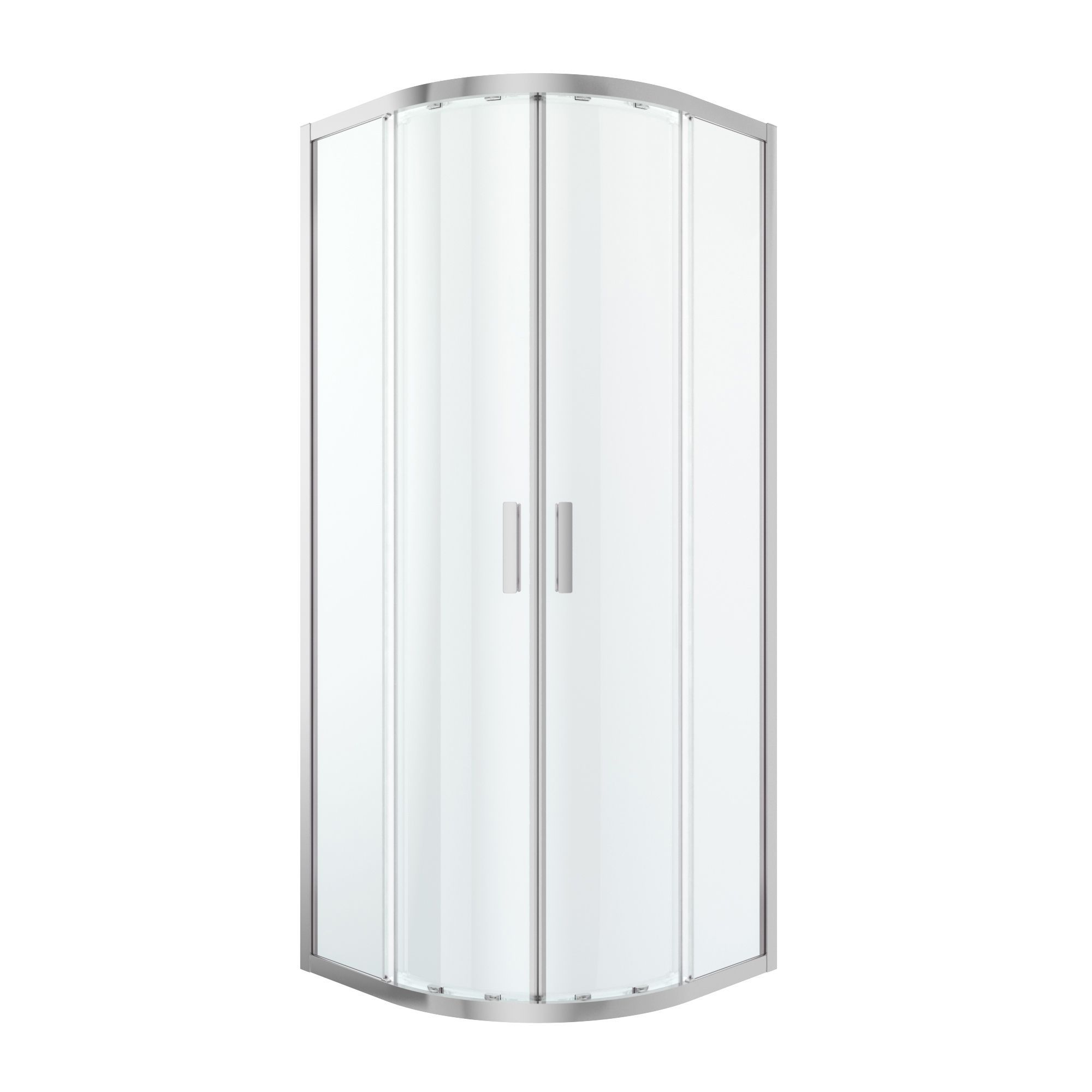 GoodHome Beloya Framed Transparent Silver effect Quadrant Shower enclosure - Corner entry double sliding door (W)80cm (D)80cm