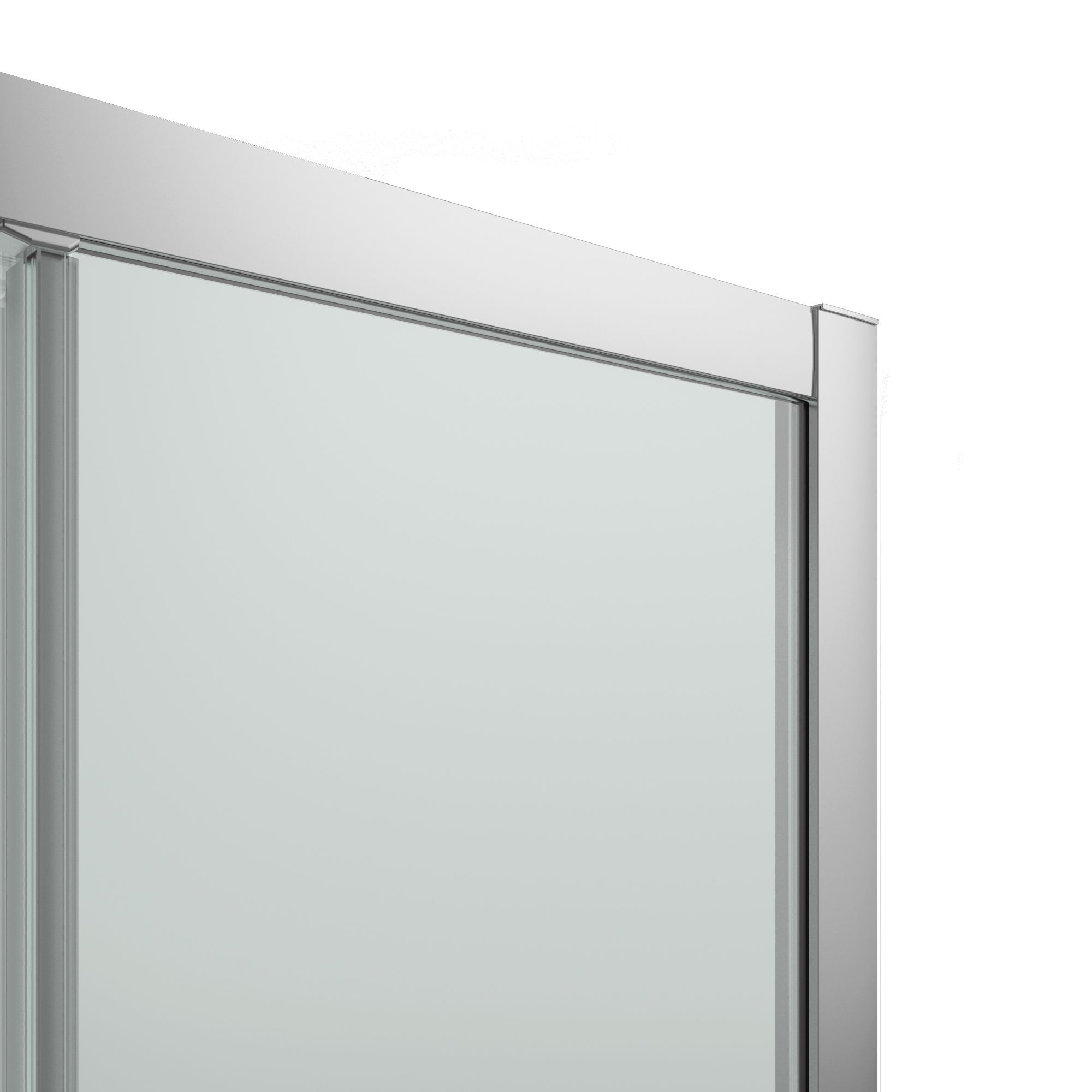 GoodHome Beloya Framed Transparent Silver effect Quadrant Shower enclosure - Corner entry double sliding door (W)80cm (D)80cm